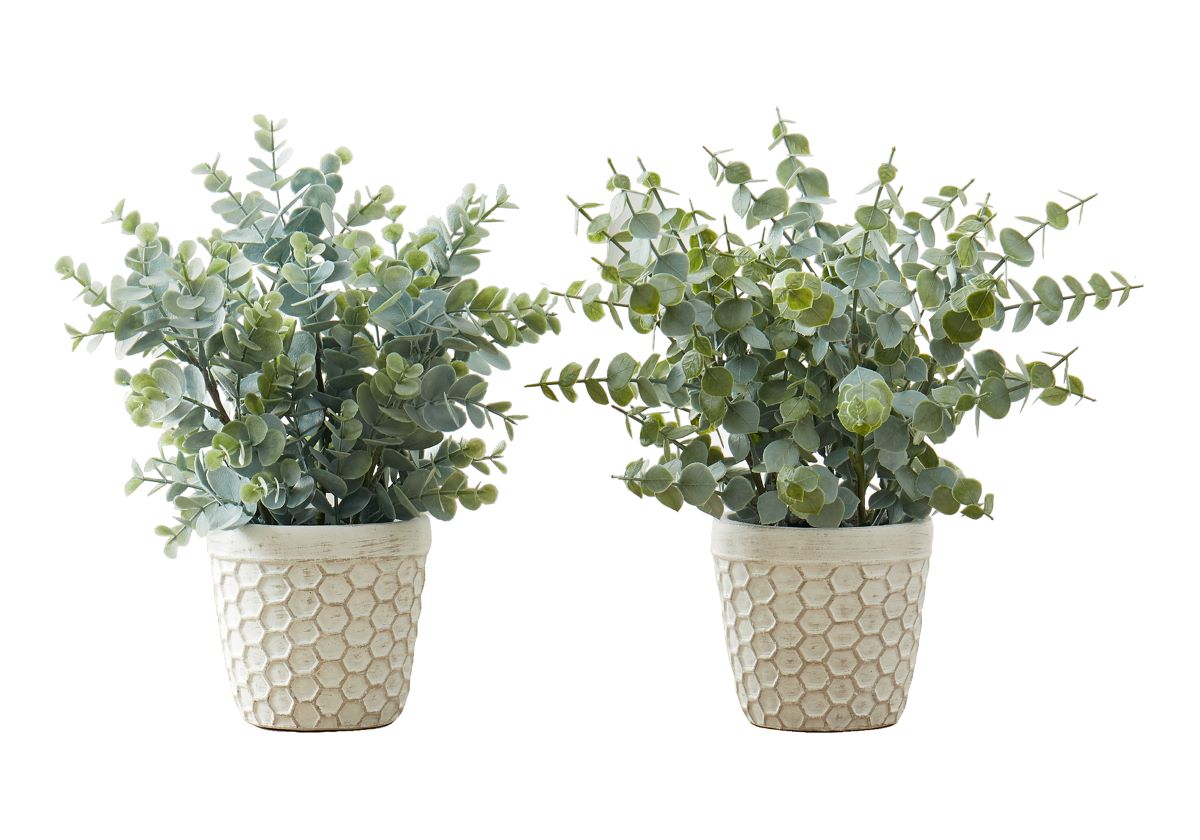 Artificial 13" Eucalyptus And Grass Plant 2 pcs With 4" Pot