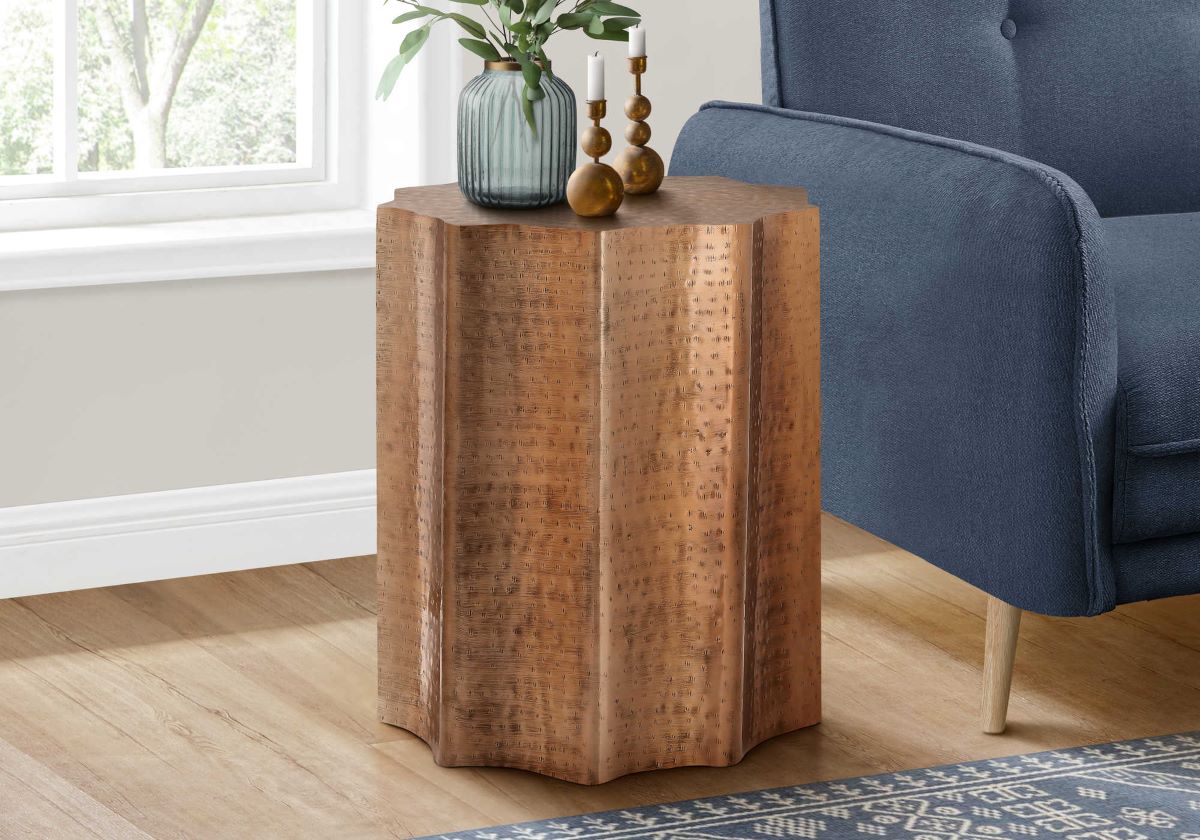 Accent Table Antique Copper Iron Metal End Table I 3901