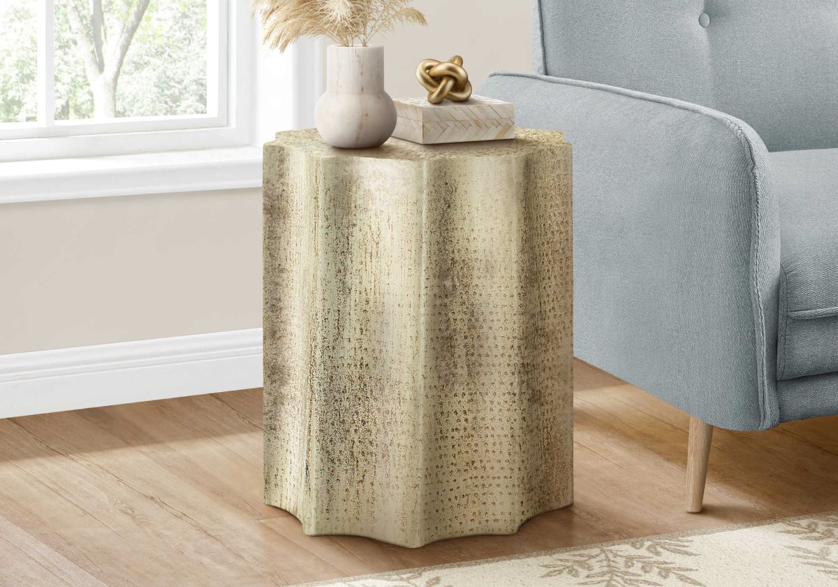 Accent Table Antique Gold Iron Metal End Table I 3902