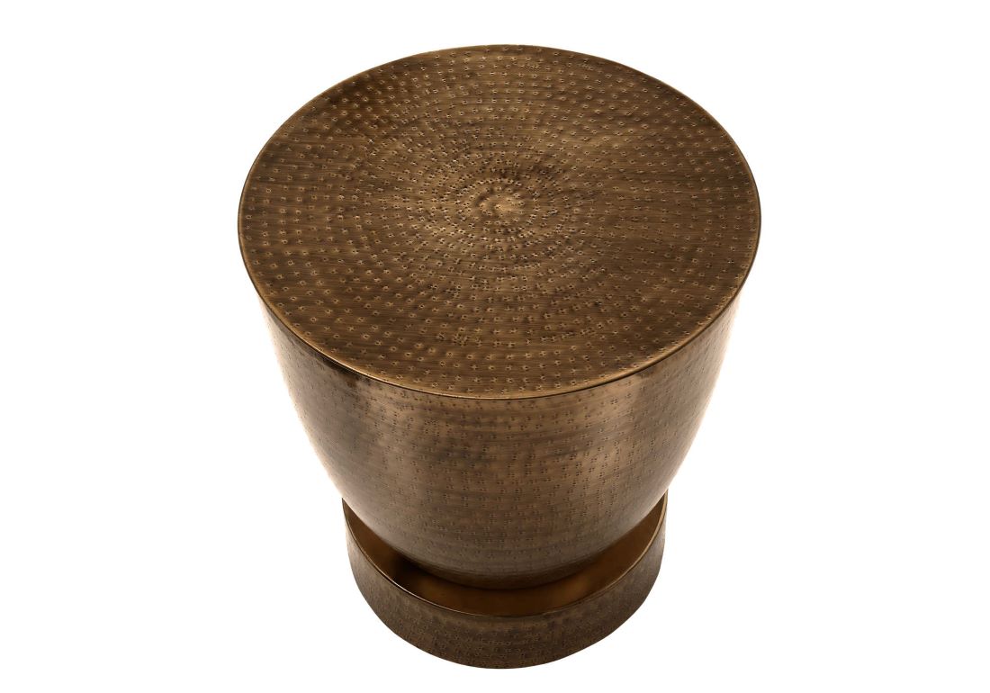 Accent Table Antique Copper Metal Drum End Table I 3919