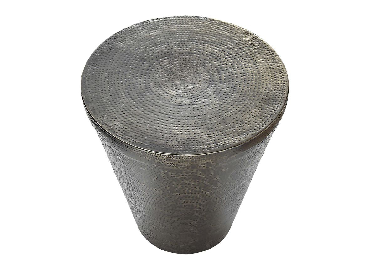 Accent Table Silver Iron Metal Drum End Table I 3924