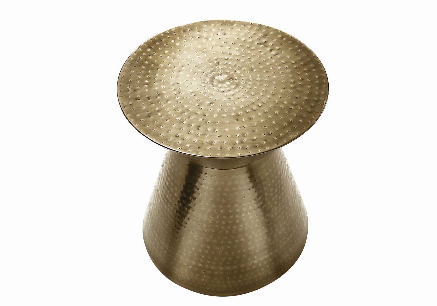 Accent Table Gold Iron Metal Drum End Table I 3927