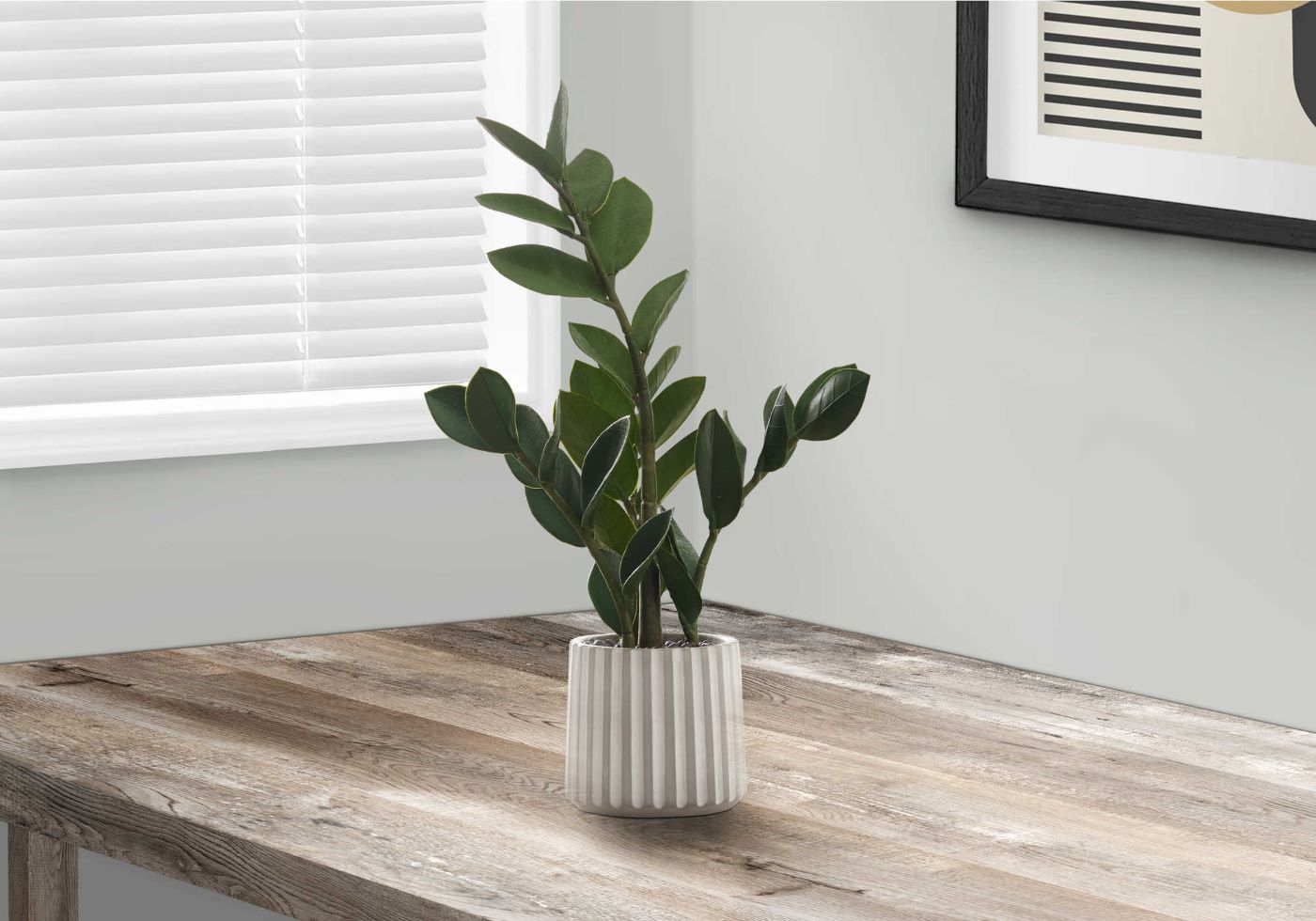 Artificial 20" Indoor ZZ Plant in a 5" Cement Pot I 9500