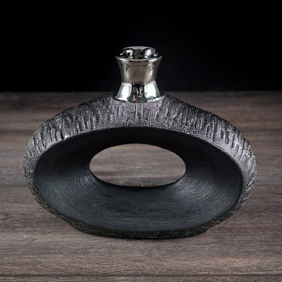 Horizontal "O" Black Vase V5-287