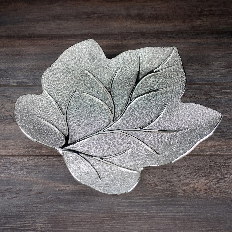 Silver Mat Finish Leaf Plate V50-328