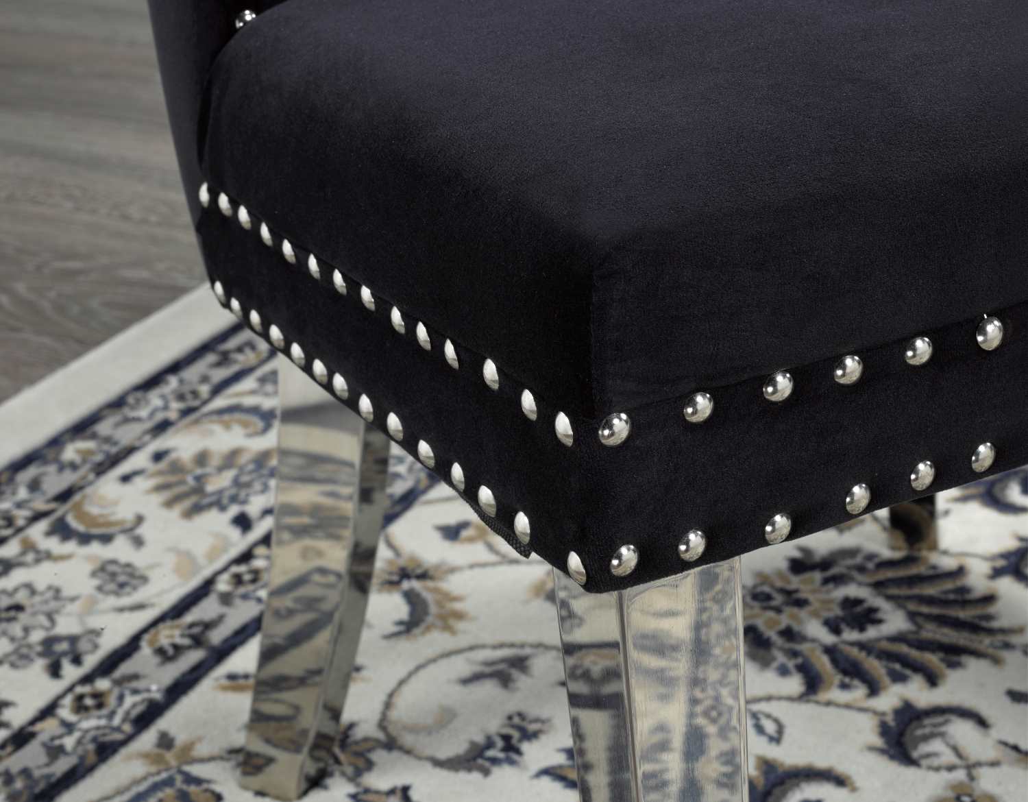 Black Dining Chair W/ Chrome Legs F459-BK (Set of 2)