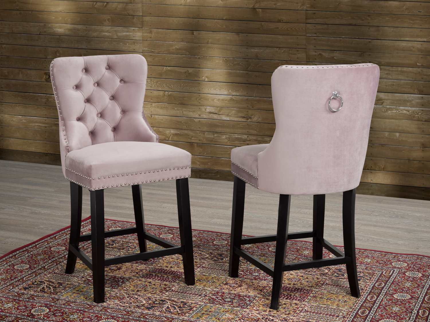 Salmon Fabric Barstool F458-B26 SM (Set of 2)