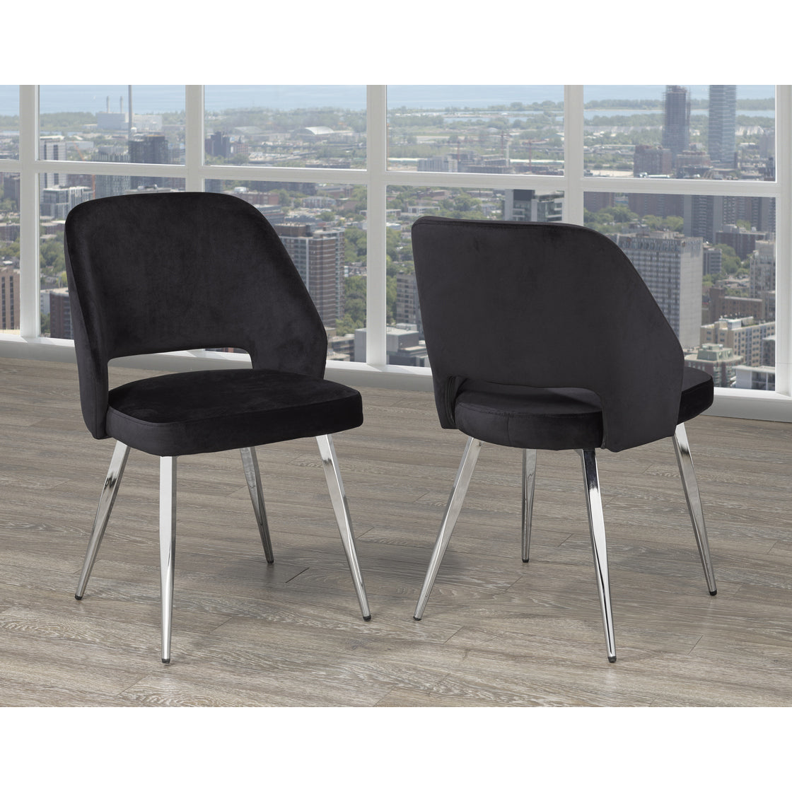 Ella Black Velvet Dining Chair C-1205 BLK (Set of 2)