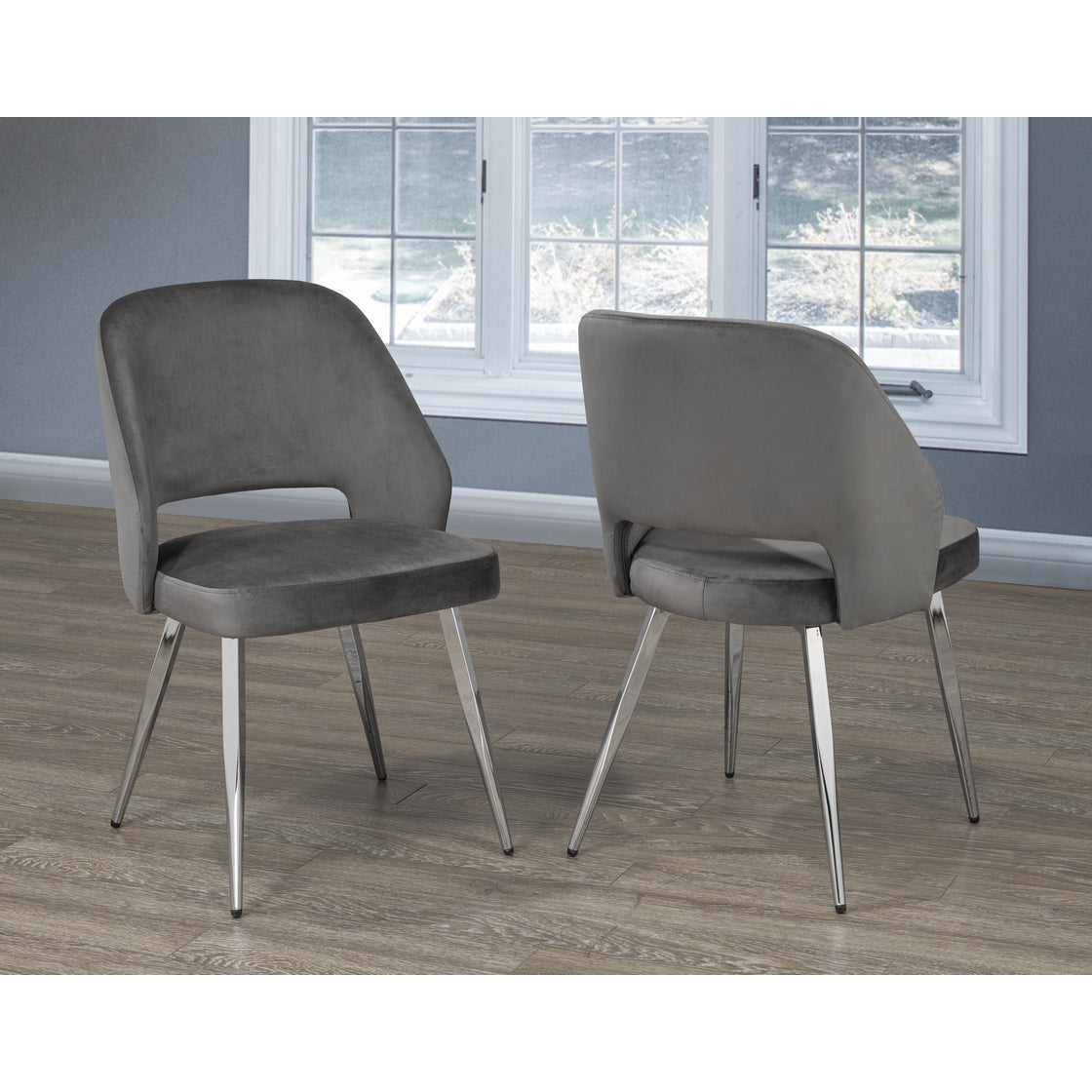 Grey Velvet Ella Dining Table Chairs C-1205 GR (Set of 2)